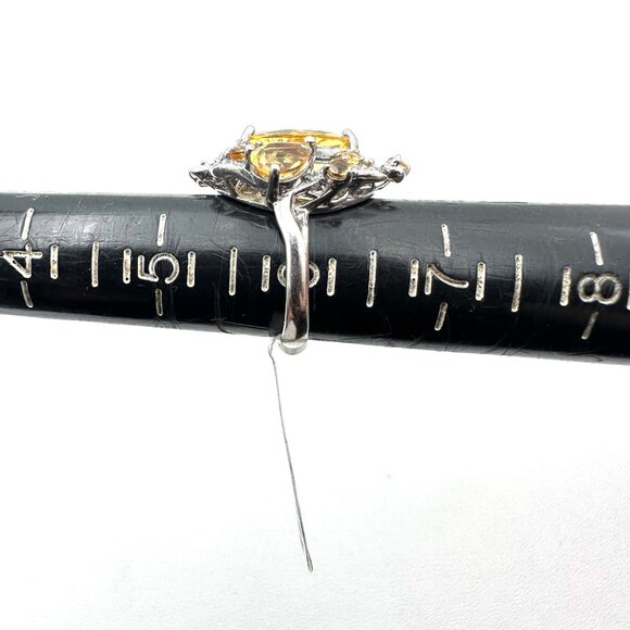 Chuck Clemency Yellow Citirne White Spinel Gemstone Ring Sterling Silver Size 6 - Picture 5 of 5